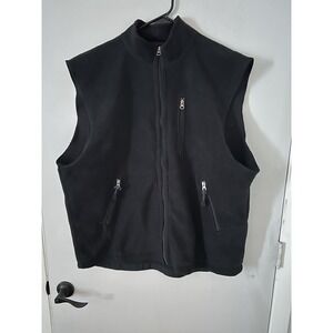 Vintage Y2K GAP Fleece Vest Size 2XL Full Zip Black Jacket Pockets Zipper